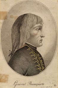 ""Kenraali Napoleon Bonaparten (1769-1821) muotokuva"" Anonyymi kaiverrus 1796 Koko 19,2x12,5 cm Yksityinen kokoelma tekijältä Anonymous Anonymous