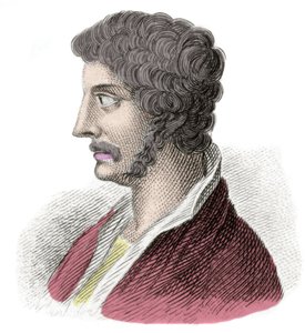 Muotokuva Alkibiadesta (Alkibiads Kleiniou Scambonides) (450-404 eKr.), valtiomies ja Ateenan kenraali. Kaiverrus 1800-luvulta. Milanolainen tekijältä Anonymous Anonymous