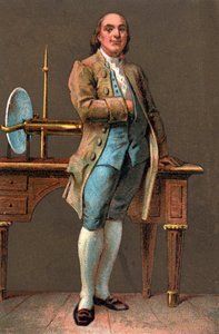 BENJAMIN FRANKLINin (1706-1790) muotokuva yhdysvaltalainen kirjailija, kustantaja, tiedemies, keksijä, valtiomies ja diplomaatti. Kromolitografia Yksityinen kokoelma tekijältä Anonymous Anonymous
