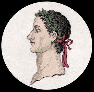 Muotokuva Caius Caesar Germanicuksesta, joka tunnetaan nimellä Caligula (12-41), Rooman keisari. Kaiverrus 1800-luvulta. Milanolainen tekijältä Anonymous Anonymous