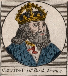 Clothaire I:n (497 - 561), Neutrian kuninkaan ja frankkien kuninkaan muotokuva - Clothar I, frankkien kuningas - kaiverrus Charles Constant Le Tellierin kirjasta "Instruction sur l