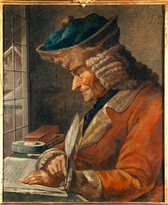 Muotokuva Francois Marie Arouet Voltairesta (1694-1778) työkaapissa 1700-luvun maalausta. Himmeä. 0,43 x 0,35 m Pariisi, Carnavalet-museo - Francois Marie Arouet Voltairen (1694-1778) muotokuva työhuoneessa. 18. keskuksen maalaus. 0,43 x 0,35 m tekijältä Anonymous Anonymous