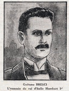 Muotokuva Gaetano Brescistä (1869-1901), italialainen anarkisti, joka murhasi kuningas Humbertin 1. (Umberto I) tekijältä Anonymous Anonymous
