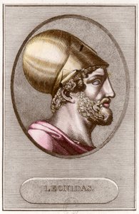 Muotokuva Leonidas 1:stä, Spartan kuningas vuodesta - 491 a - 480. Kaiverrus. Yksityinen kokoelma. tekijältä Anonymous Anonymous
