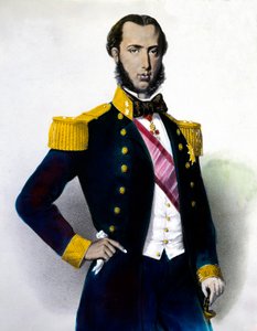 Maximilian I:n muotokuva (Ferdinand Maximilian Joseph, Itävallan keisarillinen prinssi ja arkkiherttua, Unkarin ja Bohemen kuninkaallinen prinssi), Meksikon keisari (1832-1867) Kaiverrus 1800-luvulta. Yksityinen kokoelma tekijältä Anonymous Anonymous