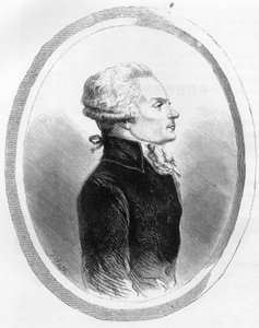 Robespierren (1758-1794) poliitikon muotokuva Maximilianista - Kaiverrus vuodelta 1863 Dupray de La Maherien "Punaiseen kirjaan - Histoire De L