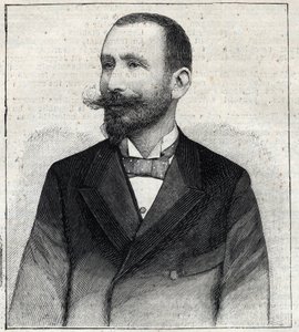 Pierre Salesin (1854? -1921?), ranskalaisen kirjailijan muotokuva. Kaiverrus "" Le Petro Parisien"" tekijältä Anonymous Anonymous