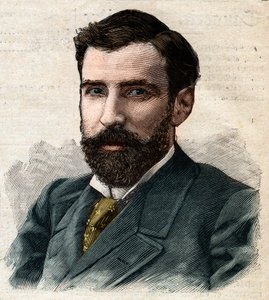Pietro Paolo Savorgnan di Brazzan tai Pierre Paul Francois Camille Savorgnan de Brazzan muotokuva ranskaksi (1852-1905) Ranskan Kongon kenraalikuvernööri. Kaiverrus "" Le Petro Parisien "" tekijältä Anonymous Anonymous