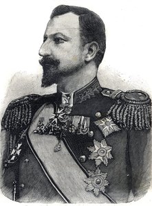 Bulgarian prinssi Ferdinand I:n (1861-1948) muotokuva. Kaiverrus "" Le Peute Parisien"" tekijältä Anonymous Anonymous