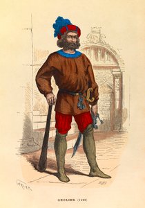 Geolierin muotokuva Pariisissa 1490, kaiverrus - yksityinen kokoelma tekijältä Anonymous Anonymous