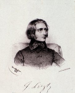 Unkarilaisen säveltäjän Franz Lisztin (1811-1886) muotokuva Kaiverrus. 1800-luvulla. Milanolainen yksityinen kokoelma tekijältä Anonymous Anonymous