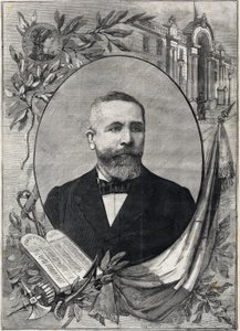 Muotokuva Ranskan uudesta presidentistä Emile Loubetista (1838-1929), joka valittiin 18. helmikuuta 1899. Kaiverrus. "Pikku Pariisissa" tekijältä Anonymous Anonymous