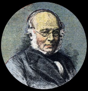 Postihistoria: Muotokuva Sir Rowland Hillistä (1795-1879), vuoden 1839 postiuudistuksen alussa. Yksityiskohta "" Le petit journal" -julkaisusta 15.4.1920. Yksityinen kokoelma tekijältä Anonymous Anonymous