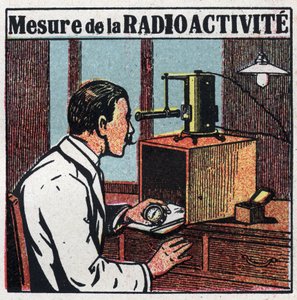 Radium: radioaktiivisuuden mittaus. Anonyymi kuvitus vuodelta 1925. Yksityiskokoelma. tekijältä Anonymous Anonymous