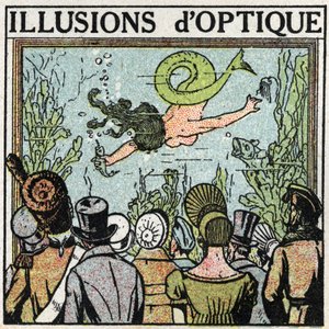 Valon heijastus: optinen harha. Jäätelön käyttö luomaan illuusion naiskalasta. Anonyymi kuvitus vuodelta 1925. Yksityiskokoelma. tekijältä Anonymous Anonymous