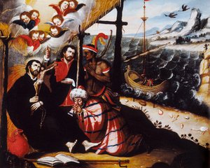 ""Edustus Saint Francois Xavierista (1506-1552), jesuiittalähetyssaarnaaja, Jeesuksen yrityksen perustaja ja lähetystyön suojelija"" Anonymous Painting. tekijältä Anonymous Anonymous