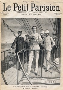 Kenraali Alfred Doddsin (1842-1922) paluu Dahometin tutkimusmatkalta Thibetillä. Yksi sanomalehti "Le Petit Parisien" 14.5.1893. tekijältä Anonymous Anonymous