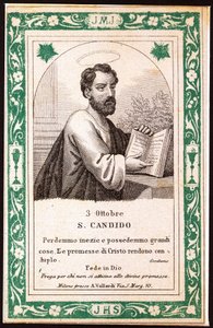 Saint Candide hurskas kuva. Postikortti. 1900-luvun alussa. Yksityinen kokoelma tekijältä Anonymous Anonymous
