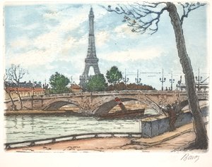 Seine ja Eiffel-torni (etsaus) tekijältä Anonymous Anonymous