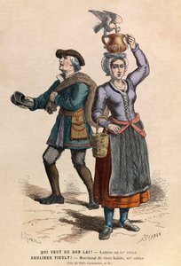 Maidon ja käytettyjen vaatteiden myyjät 15th Century - yksityinen kokoelma tekijältä Anonymous Anonymous
