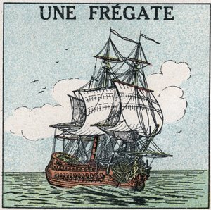 Laivat ja laivat: fregatti. Anonyymi kuva vuodelta 1925. Yksityinen kokoelma. tekijältä Anonymous Anonymous