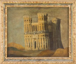 Souvenir imaginaire de Castel Nuovo - Kuvitteellinen muisto Maschio Angioinosta, kirjoittanut Nome, Francois de (1593-1630 jälkeen). Öljy kankaalle, 17. vuosisadan ensimmäinen kolmasosa. Mitat : 27,5x34 cm. Yksityinen kokoelma tekijältä Anonymous Anonymous
