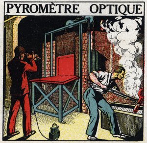 Spektrianalyysi: optinen pyrometri. Anonyymi kuvitus vuodelta 1925. Yksityiskokoelma. tekijältä Anonymous Anonymous