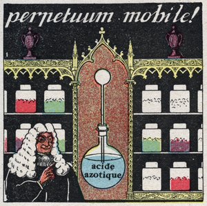 Lämpötila ja laajeneminen: "mobile perpetuum", ensimmäinen lämpömittari, jota apteekit käyttivät 1500-luvulla. Nimetön kuvitus vuodelta 1925. Yksityinen kokoelma. tekijältä Anonymous Anonymous