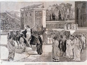 Deianiran saapuminen Camille Saint-Saensin näytelmästä Dejanira, joka esitettiin Beziersin areenalla vuonna 1898 tekijältä Anonymous Anonymous