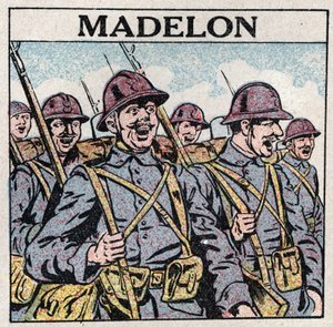 Musiikin vaikutukset: ranskalainen laulu "La Madelon" antaa rohkeutta armeijalle. Anonyymi kuvitus vuodelta 1925. Yksityiskokoelma. tekijältä Anonymous Anonymous