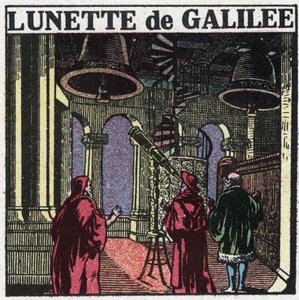 Ensimmäiset optiset instrumentit: Galileo Galilein tähtitieteellinen kehys nimeltä Galilea (1564-1642) keksittiin vuonna 1610. Nimetön kuva vuodelta 1925. Yksityinen kokoelma. tekijältä Anonymous Anonymous
