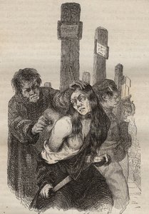 Merkki Rochefortin vankilassa 1800-luvulla. Pierre Zacconen (1817-1895) (1817-1895) (Colonia Penale - Penal Colony) kaiverrus kirjaan ”Vangoitujen historia heidän luomisestaan ​​nykypäivään” (1877). Yksityinen kokoelma. tekijältä Anonymous Anonymous