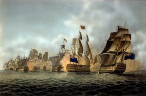 Näkymä Cape Saint-Vincentin taistelusta 14.2.1797 Kaiverrus 1798 tekijältä Anonymous Anonymous