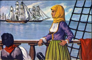esitys Kreikan itsenäisyyden sankaritar Bubulina (Bouboulina) Laskarina (1771-1825) julisteen jälkeen. tekijältä Anonymous Anonymous