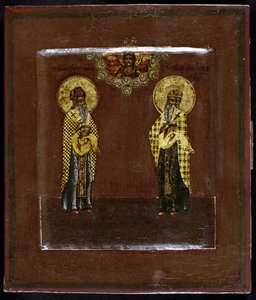 Pyhät Gurias Kazanista ja Varsonofius Tveristä, 1600-luku tekijältä Anonymous Russian icon painter