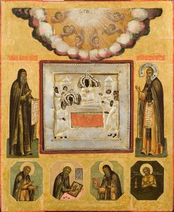 Luolien Anthony ja Theodosius, 1600-luku tekijältä Anonymous Russian icon painter