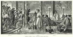Agathonin juhla, antiikin Kreikka, Platonin mukaan (litho) tekijältä Anselm Feuerbach