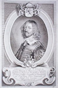 Adriaen Client van Stedum (1599-1665) teoksesta "Portraits des Hommes Illustres", kaiverrus Cornelis Galle, julkaistu 1706 (kaiverrus)