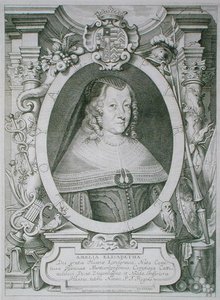 Amalie Elisabeth Hanau-Muntzenbergistä (1602-51) teoksesta "Portraits des Hommes Illustres", kaiverrus Petrus de Iode, julkaistu 1706 (kaiverrus)