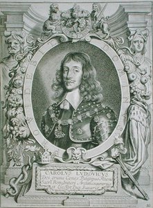 Charles Louis (1617-80) Palatinuksen vaaliruhtinas, kirjasta "Portraits des Hommes Illustres", kaiverrus Petrus de Iode, julkaistu 1706 (kaiverrus)