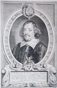 Tohtori Antoine de Brun (1599-1654), teoksesta Maineikkaiden miesten muotokuvat, kaiverrettu Paulus Pontius (1603-58), julkaistu 1706 (kaiverrus)