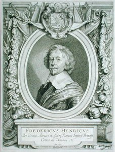 Frederick Henry (1584-1647) Nassau-Dillenburgin kreivi, kirjasta "Portraits des Hommes Illustres", julkaistu 1706 (kaiverrus)