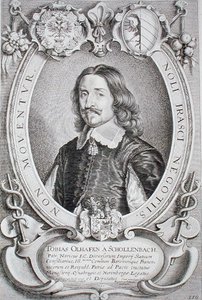 Tobias Oelhafen van Schollenbach (1601-66) teoksesta Maineikkaiden miesten muotokuvat, kaiverrus Petrus de Iode, julkaistu 1706 (kaiverrus) tekijältä Anselmus van (after) Hulle
