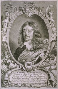Karl Gustav Wrangel (1603-73) kirjasta Maineikkaiden miesten muotokuvat, kaiverrus Petrus de Iode, julkaistu 1706