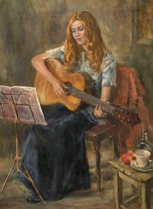 Nichola soittaa kitaraansa