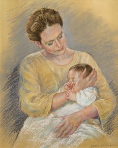 Vanessa Macdonald-Haig pojanpojan Tobyn kanssa, 2000 (pastelli)