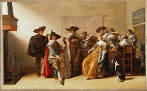 Society scene (maalaus tammipuulle)