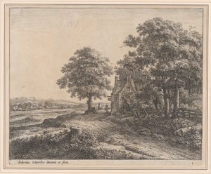 Suuri lehmus ennen majataloa, 1600-luku. tekijältä Anthonie Waterloo