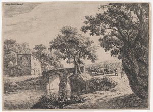 Lauma lähellä kivisiltaa, 1600-luku. tekijältä Anthonie Waterloo