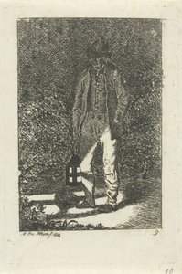 Mies lyhdyn kanssa